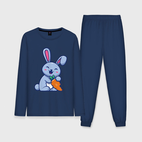 Мужская пижама с лонгсливом хлопок с принтом Радостный кролик с морковкой в Екатеринбурге,  |  | 