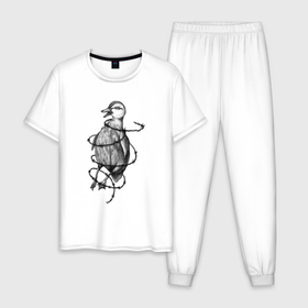 Мужская пижама хлопок с принтом Scratchy в Курске, 100% хлопок | брюки и футболка прямого кроя, без карманов, на брюках мягкая резинка на поясе и по низу штанин
 | 