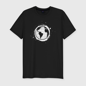 Мужская футболка хлопок Slim с принтом Planet earth в Новосибирске, 92% хлопок, 8% лайкра | приталенный силуэт, круглый вырез ворота, длина до линии бедра, короткий рукав | Тематика изображения на принте: 