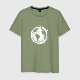 Мужская футболка хлопок с принтом Planet earth в Новосибирске, 100% хлопок | прямой крой, круглый вырез горловины, длина до линии бедер, слегка спущенное плечо. | Тематика изображения на принте: 