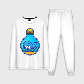 Мужская пижама с лонгсливом хлопок с принтом Синий кит в лампочке в Кировске,  |  | Тематика изображения на принте: 