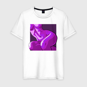 Мужская футболка хлопок с принтом Фиолетовая леди в квадрате в Новосибирске, 100% хлопок | прямой крой, круглый вырез горловины, длина до линии бедер, слегка спущенное плечо. | 