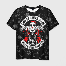 Мужская футболка 3D с принтом Sons of Santa Claus north pole chapter в Белгороде, 100% полиэфир | прямой крой, круглый вырез горловины, длина до линии бедер | 