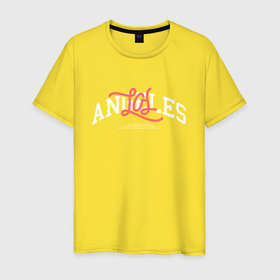 Мужская футболка хлопок с принтом Los angeles streetwear в Курске, 100% хлопок | прямой крой, круглый вырез горловины, длина до линии бедер, слегка спущенное плечо. | 