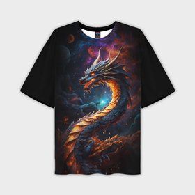 Мужская футболка oversize 3D с принтом Китайский дракон и космос в Белгороде,  |  | 