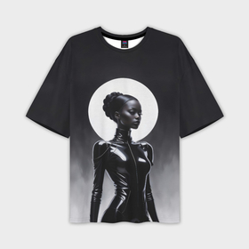 Мужская футболка oversize 3D с принтом Лунная охотница   афро девушка в Петрозаводске,  |  | Тематика изображения на принте: 