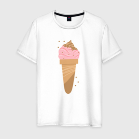 Мужская футболка хлопок с принтом Мороженое рожок в Белгороде, 100% хлопок | прямой крой, круглый вырез горловины, длина до линии бедер, слегка спущенное плечо. | 