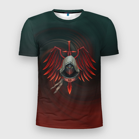 Мужская футболка 3D Slim с принтом Warhammer   Dark Angels в Санкт-Петербурге, 100% полиэстер с улучшенными характеристиками | приталенный силуэт, круглая горловина, широкие плечи, сужается к линии бедра | 