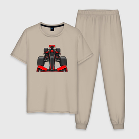 Мужская пижама хлопок с принтом Формула 1 МакЛарен , 100% хлопок | брюки и футболка прямого кроя, без карманов, на брюках мягкая резинка на поясе и по низу штанин
 | 