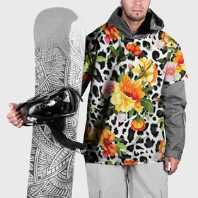 Накидка на куртку 3D с принтом Цветы на пятнистом фоне в Белгороде, 100% полиэстер |  | 