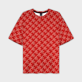 Мужская футболка oversize 3D с принтом Паттерн снежинки красный в Екатеринбурге,  |  | 