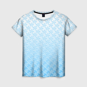 Женская футболка 3D с принтом Переливающиеся снежинки паттерн в Санкт-Петербурге, 100% полиэфир ( синтетическое хлопкоподобное полотно) | прямой крой, круглый вырез горловины, длина до линии бедер | 