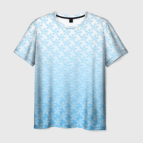 Мужская футболка 3D с принтом Переливающиеся снежинки паттерн в Санкт-Петербурге, 100% полиэфир | прямой крой, круглый вырез горловины, длина до линии бедер | 
