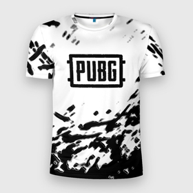 Мужская футболка 3D Slim с принтом PUBG black color splash game в Кировске, 100% полиэстер с улучшенными характеристиками | приталенный силуэт, круглая горловина, широкие плечи, сужается к линии бедра | 