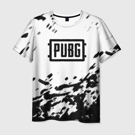 Мужская футболка 3D с принтом PUBG black color splash game в Кировске, 100% полиэфир | прямой крой, круглый вырез горловины, длина до линии бедер | 