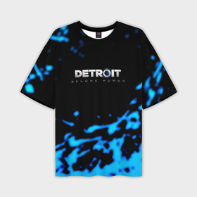 Мужская футболка oversize 3D с принтом Detroit become human голубая кровь в Тюмени,  |  | 