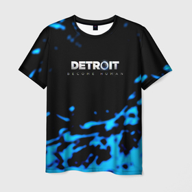 Мужская футболка 3D с принтом Detroit become human голубая кровь в Тюмени, 100% полиэфир | прямой крой, круглый вырез горловины, длина до линии бедер | 