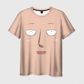 Мужская футболка 3D с принтом Ван панч мен улыбочка Сайтама в Екатеринбурге, 100% полиэфир | прямой крой, круглый вырез горловины, длина до линии бедер | 