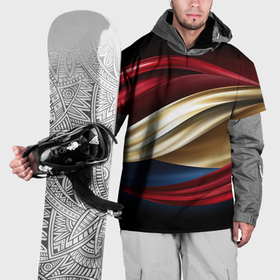 Накидка на куртку 3D с принтом Золотые и красные волны абстракции в Белгороде, 100% полиэстер |  | Тематика изображения на принте: 