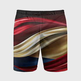 Мужские шорты спортивные с принтом Золотые и красные волны абстракции в Екатеринбурге,  |  | 