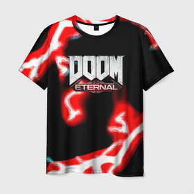 Мужская футболка 3D с принтом Doom eternal storm , 100% полиэфир | прямой крой, круглый вырез горловины, длина до линии бедер | 