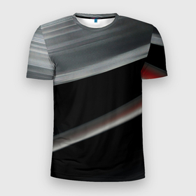 Мужская футболка 3D Slim с принтом Black grey abstract в Белгороде, 100% полиэстер с улучшенными характеристиками | приталенный силуэт, круглая горловина, широкие плечи, сужается к линии бедра | Тематика изображения на принте: 