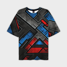 Мужская футболка oversize 3D с принтом Темная абстракция из геометрических фигур в Курске,  |  | 