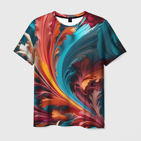 Мужская футболка 3D с принтом Красивый яркий узорчик в Курске, 100% полиэфир | прямой крой, круглый вырез горловины, длина до линии бедер | 