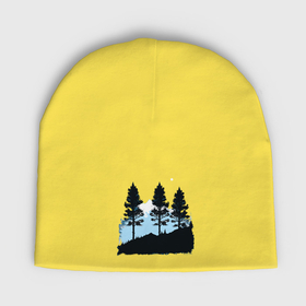 Мужская шапка демисезонная с принтом Графика деревья в горах в Петрозаводске,  |  | Тематика изображения на принте: 
