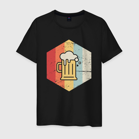 Мужская футболка хлопок с принтом Кружечка пива в Тюмени, 100% хлопок | прямой крой, круглый вырез горловины, длина до линии бедер, слегка спущенное плечо. | 