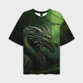 Мужская футболка oversize 3D с принтом Зеленый  дракон символ 2024 в Санкт-Петербурге,  |  | 