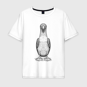 Мужская футболка хлопок Oversize с принтом Олуша анфас в Кировске, 100% хлопок | свободный крой, круглый ворот, “спинка” длиннее передней части | 