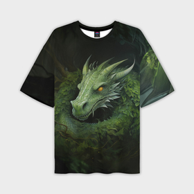 Мужская футболка oversize 3D с принтом Символ года зеленый  дракон в Кировске,  |  | 