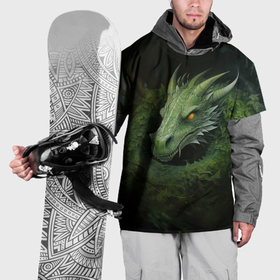 Накидка на куртку 3D с принтом Символ года зеленый  дракон в Кировске, 100% полиэстер |  | 