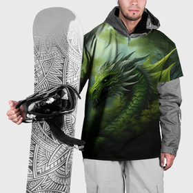 Накидка на куртку 3D с принтом Зеленый фэнтази дракон 2024 в Санкт-Петербурге, 100% полиэстер |  | 