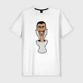 Мужская футболка хлопок Slim с принтом Skibidi Toilet mad в Санкт-Петербурге, 92% хлопок, 8% лайкра | приталенный силуэт, круглый вырез ворота, длина до линии бедра, короткий рукав | 