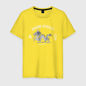 Мужская футболка хлопок с принтом Dragon dynasty в Санкт-Петербурге, 100% хлопок | прямой крой, круглый вырез горловины, длина до линии бедер, слегка спущенное плечо. | 
