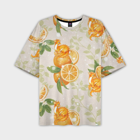 Мужская футболка oversize 3D с принтом Мандариновое настроение оранжевый дракон ,  |  | 