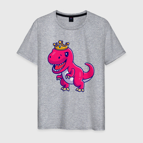 Мужская футболка хлопок с принтом Розовый динозавр в Петрозаводске, 100% хлопок | прямой крой, круглый вырез горловины, длина до линии бедер, слегка спущенное плечо. | 