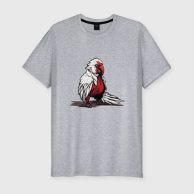 Мужская футболка хлопок Slim с принтом Красный попугай , 92% хлопок, 8% лайкра | приталенный силуэт, круглый вырез ворота, длина до линии бедра, короткий рукав | 