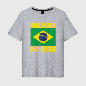 Мужская футболка хлопок Oversize с принтом Brazilian jiu jitsu в Петрозаводске, 100% хлопок | свободный крой, круглый ворот, “спинка” длиннее передней части | 
