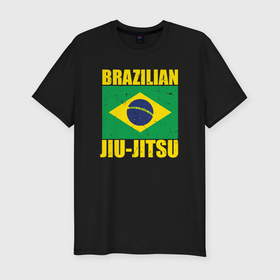 Мужская футболка хлопок Slim с принтом Brazilian jiu jitsu в Кировске, 92% хлопок, 8% лайкра | приталенный силуэт, круглый вырез ворота, длина до линии бедра, короткий рукав | 