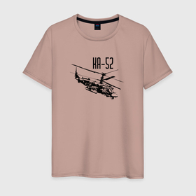 Мужская футболка хлопок с принтом Вертолет ударный Ка 52 в Санкт-Петербурге, 100% хлопок | прямой крой, круглый вырез горловины, длина до линии бедер, слегка спущенное плечо. | Тематика изображения на принте: 