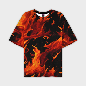Мужская футболка oversize 3D с принтом Пламя в темноте в Тюмени,  |  | 