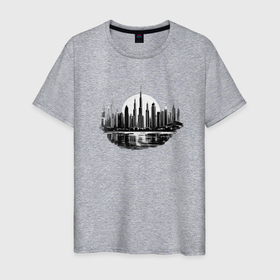 Мужская футболка хлопок с принтом Город Дубай в Курске, 100% хлопок | прямой крой, круглый вырез горловины, длина до линии бедер, слегка спущенное плечо. | 