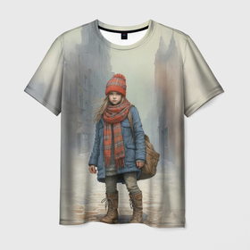Мужская футболка 3D с принтом Девчонка по  дороге в школу в Белгороде, 100% полиэфир | прямой крой, круглый вырез горловины, длина до линии бедер | 