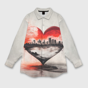 Мужская рубашка oversize 3D с принтом Сердце города ,  |  | 