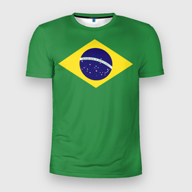 Мужская футболка 3D Slim с принтом Бразилия флаг , 100% полиэстер с улучшенными характеристиками | приталенный силуэт, круглая горловина, широкие плечи, сужается к линии бедра | Тематика изображения на принте: 