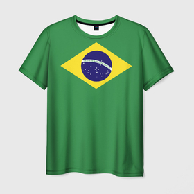 Мужская футболка 3D с принтом Бразилия флаг в Белгороде, 100% полиэфир | прямой крой, круглый вырез горловины, длина до линии бедер | 