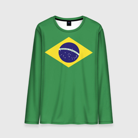 Мужской лонгслив 3D с принтом Бразилия флаг , 100% полиэстер | длинные рукава, круглый вырез горловины, полуприлегающий силуэт | Тематика изображения на принте: 